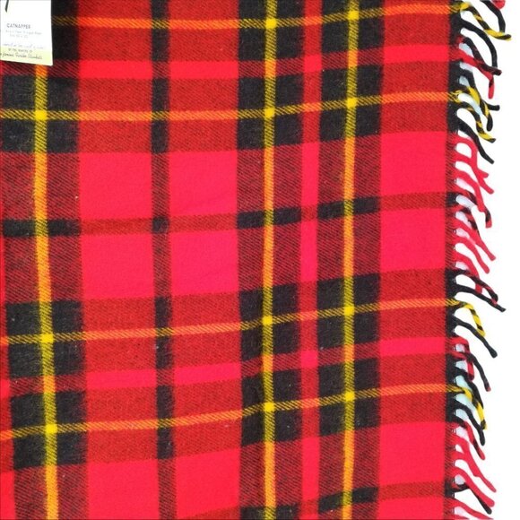Vintage Faribo Catnapper Plaid Blanket 45" x 50" NWT New NOS Tartan Red Yellow - Picture 11 of 12